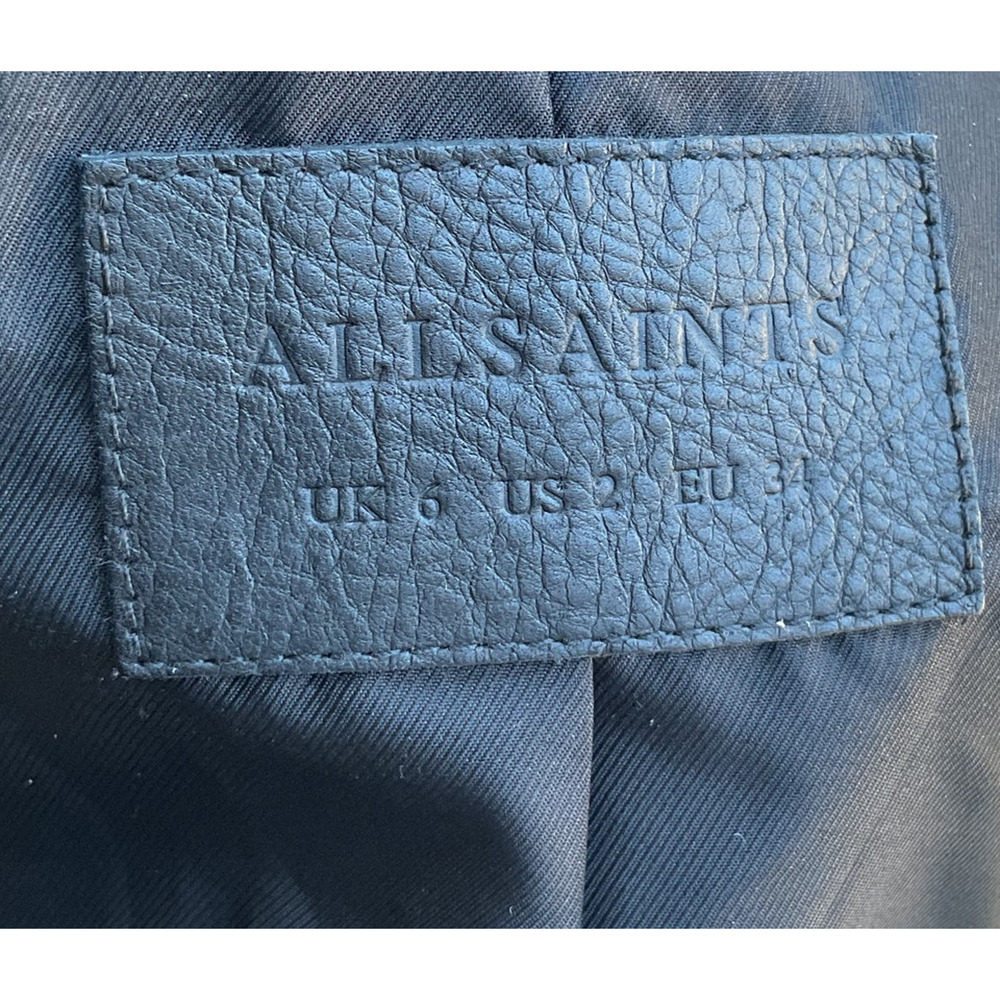 AllSaints Black Leather Moto Biker Jacket NWT Quilted Cropped Women US 2 - Picture 9 of 13
